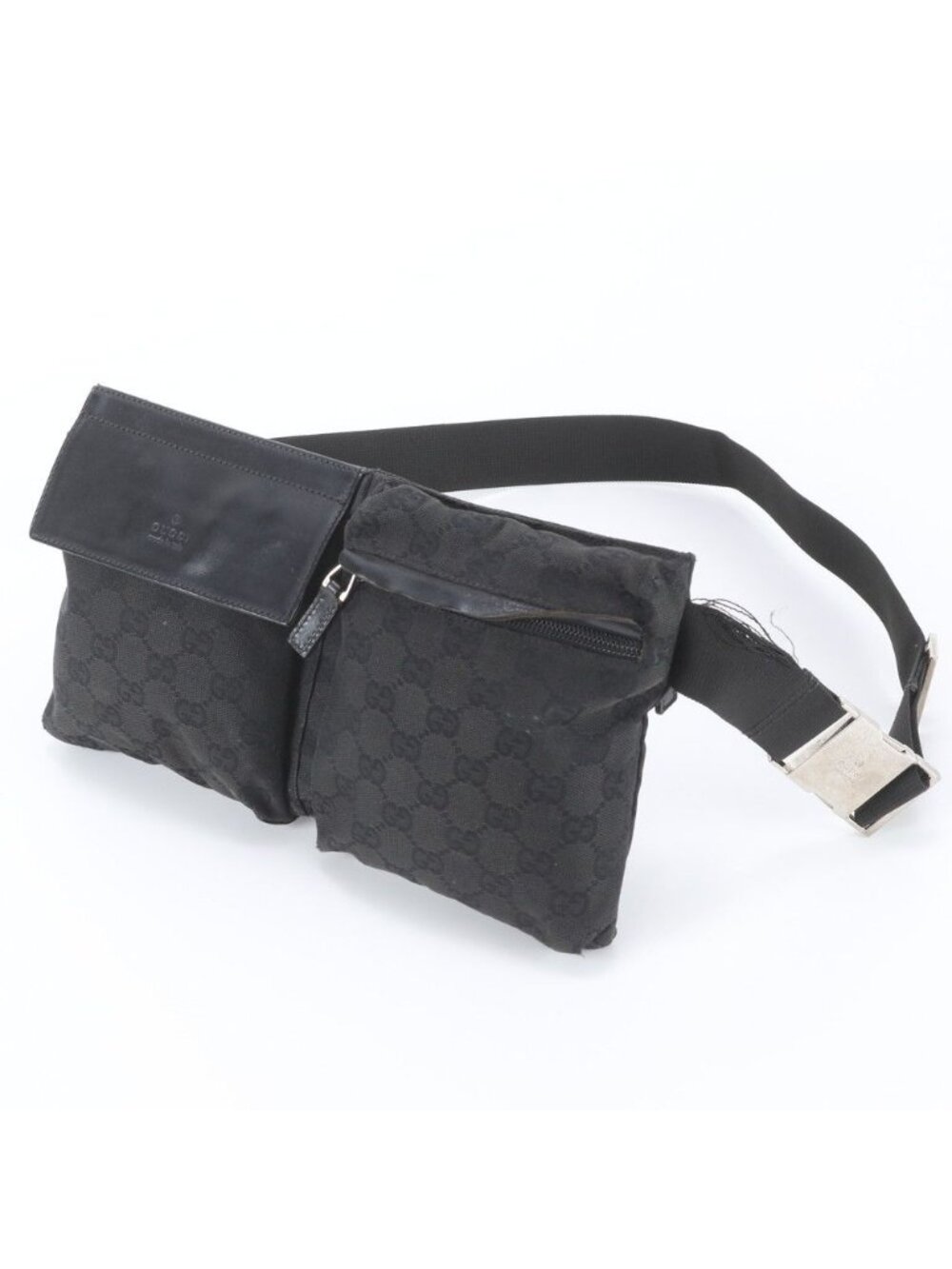 Gucci GG Canvas Leather 2-Way Belt Bag Crossbody Body Waist Pouch